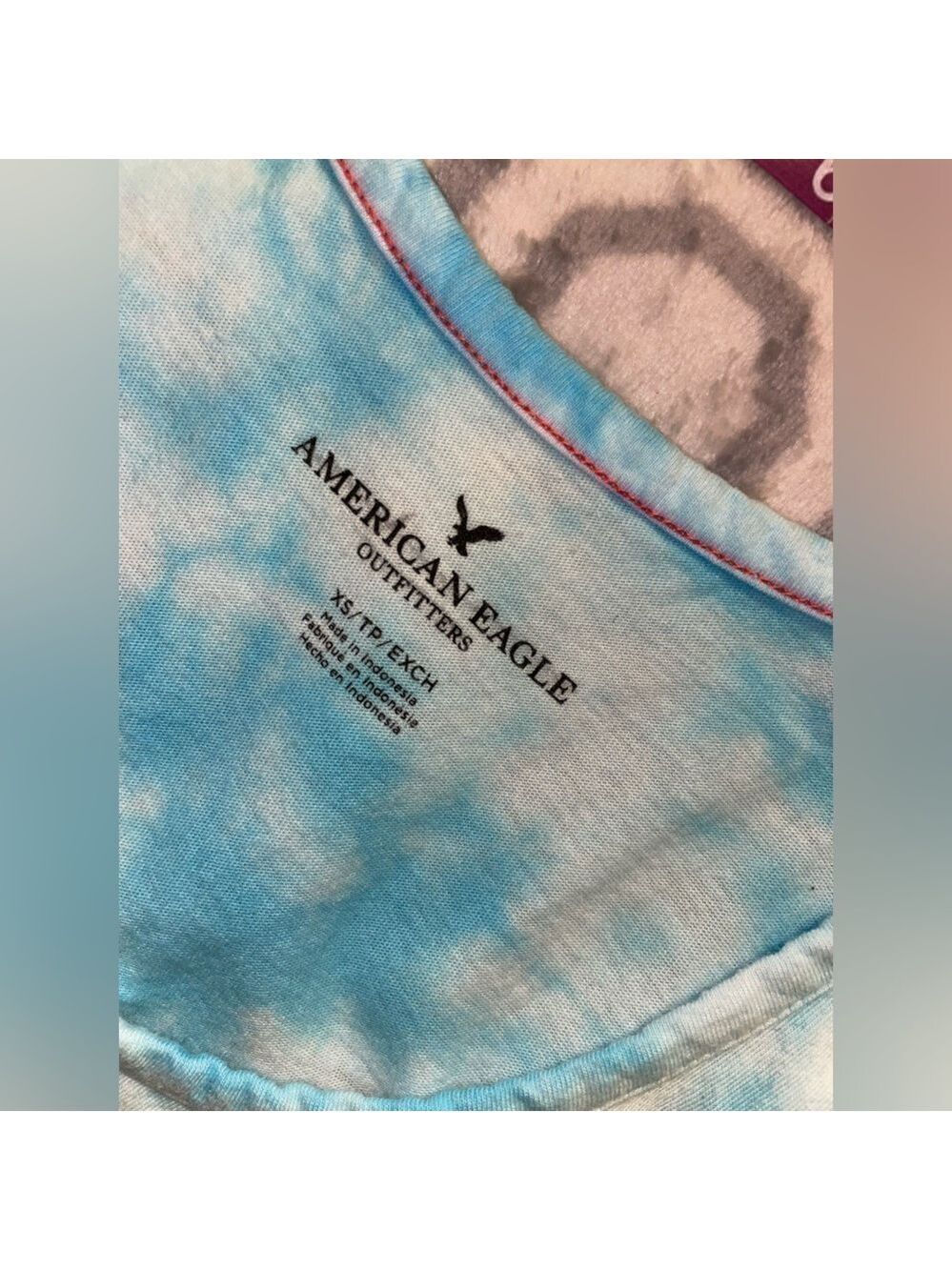 Y2K American Eagle tank top blue tie-dyed surf shirt top - Picture 8 of 11